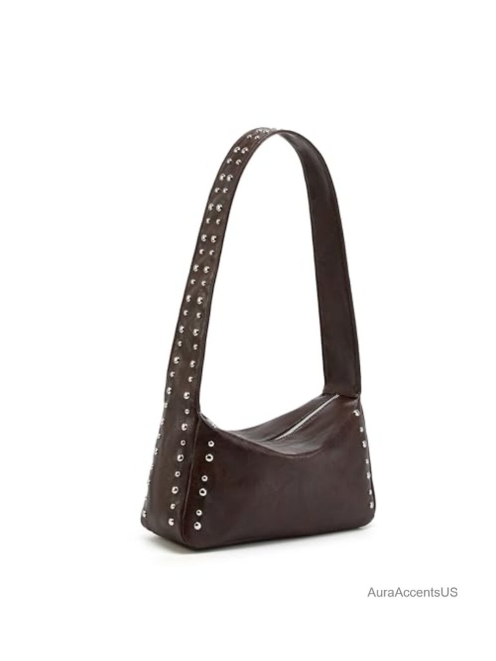 Vegan Studded Shoulder Bag Y2K Purse Small Trendy Handbag with Extended Strap